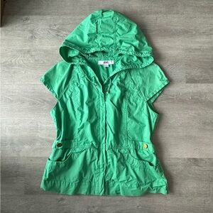 Y2K Anne Klein Sport green hooded utility vest